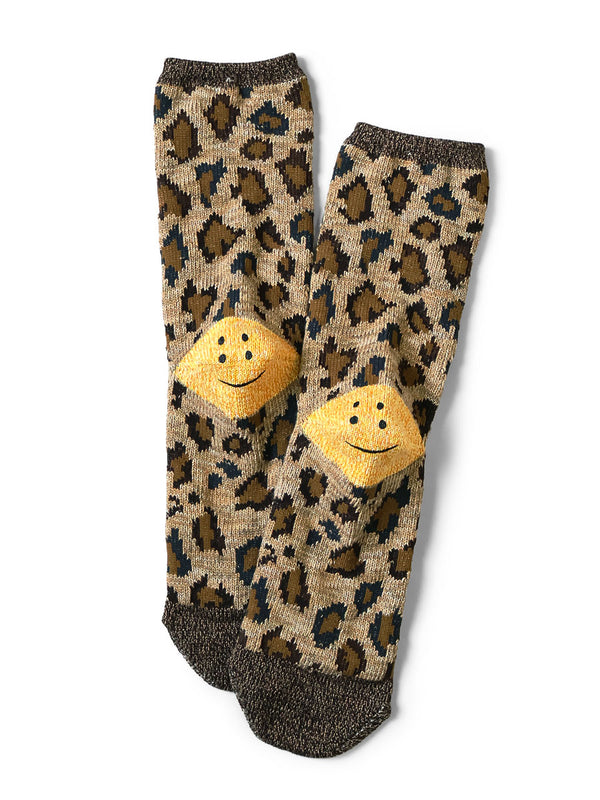 Kapital 84-ply RAINBOWY HAPPY HEEL Leopard Print Socks