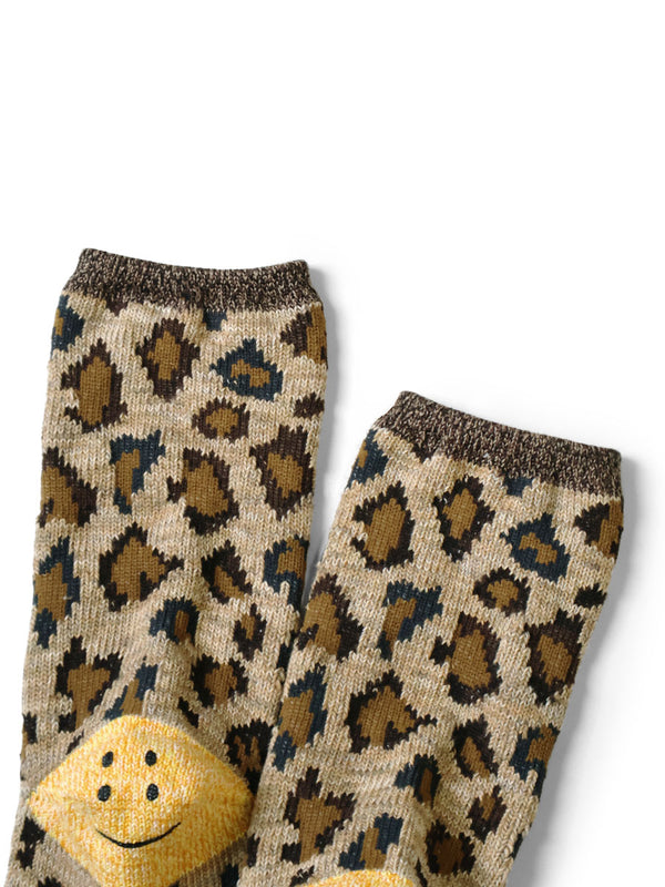 Kapital 84-ply RAINBOWY HAPPY HEEL Leopard Print Socks