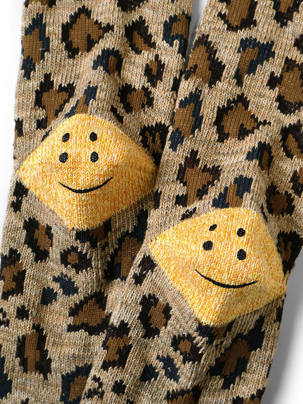 Kapital 84-ply RAINBOWY HAPPY HEEL Leopard Print Socks