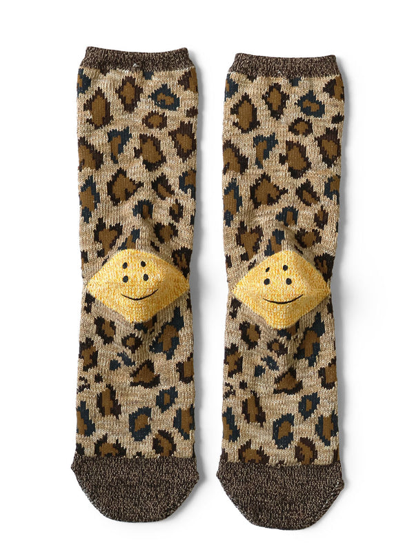 Kapital 84-ply RAINBOWY HAPPY HEEL Leopard Print Socks