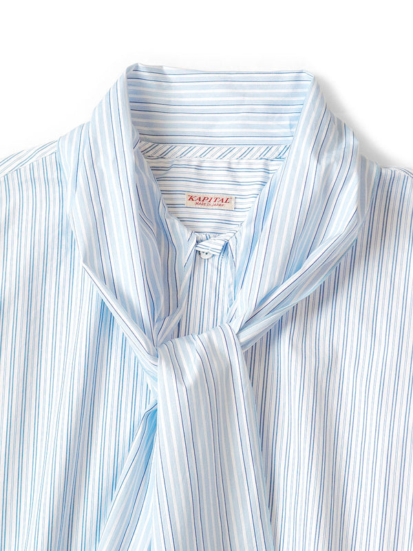 Kapital cotton striped bowtie pub shirt (long sleeve)