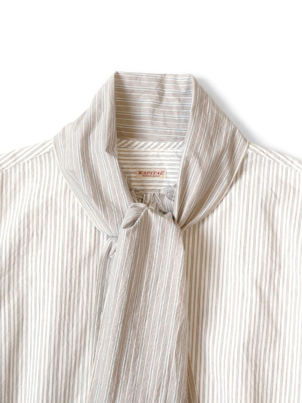 Kapital cotton striped bowtie pub shirt (long sleeve)