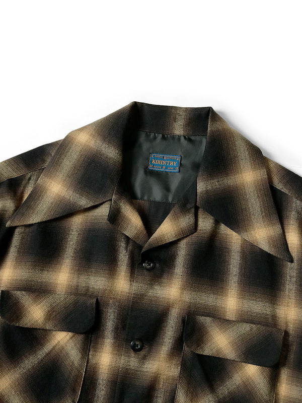 Kapital Cotton Rayon Shadow Check Wrangle Collar Board Shirt