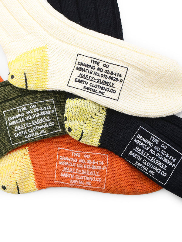 Kapital 56-ply MA-1 RAINBOWY HAPPY HEEL Socks