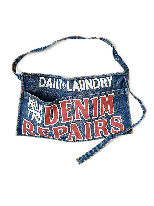 Kapital 13oz denim damaged short add apron (DENIM REPAIRSpt)