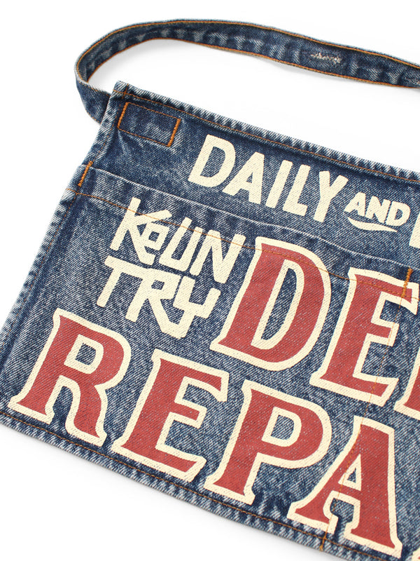 Kapital 13oz Denim Distressed Short Apron (DENIM REPAIRSpt)