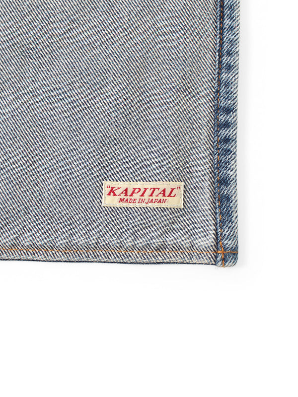 Kapital 13oz Denim Distressed Short Apron (DENIM REPAIRSpt)