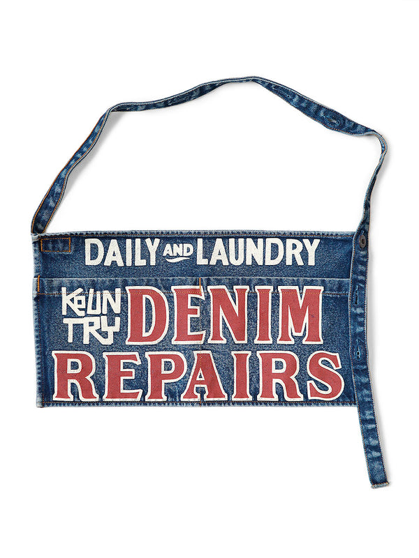 Kapital 13oz denim damaged short add apron (DENIM REPAIRSpt)
