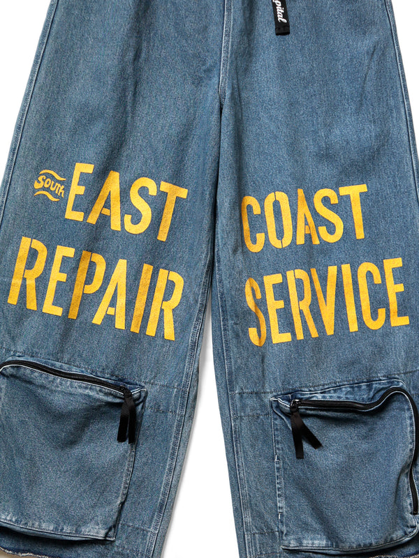 Kapital 12.5oz Broken Denim East Repairman Track Pants