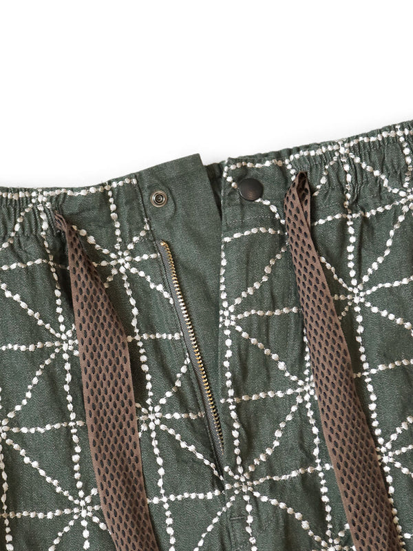 Kapital 8oz Colored Denim Easy Pants with FOLK-DOJO Embroidery