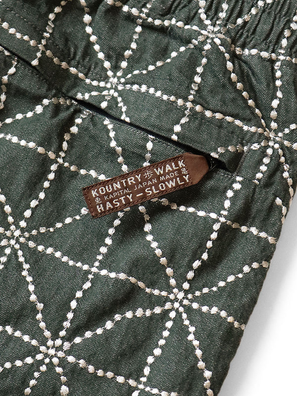 Kapital 8oz Colored Denim Easy Pants with FOLK-DOJO Embroidery