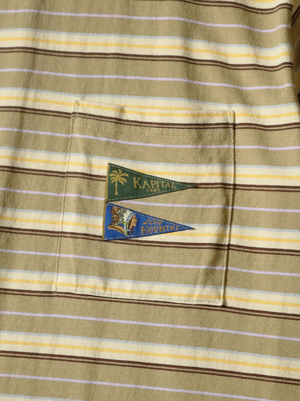 Kapital Multi-border Jersey Pennant T-shirt (3flags) Tee
