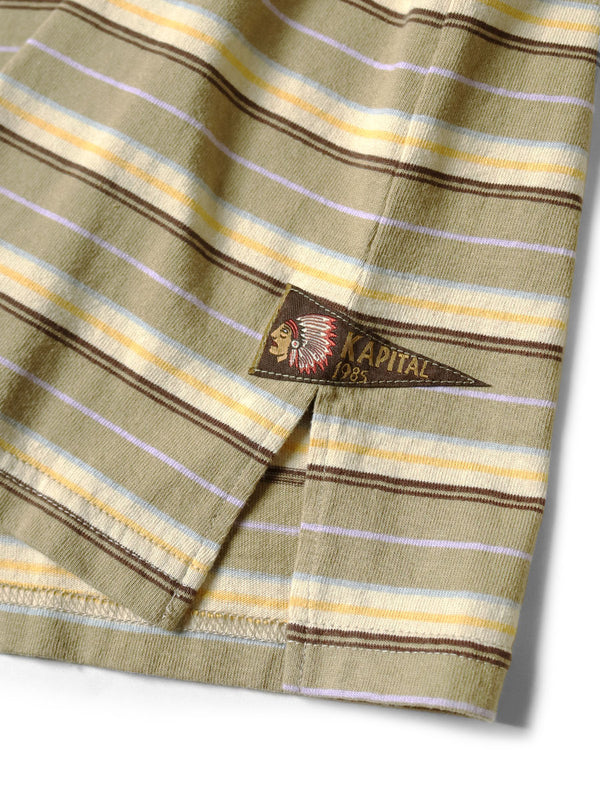 Kapital Multi-border Jersey Pennant T-shirt (3flags) Tee