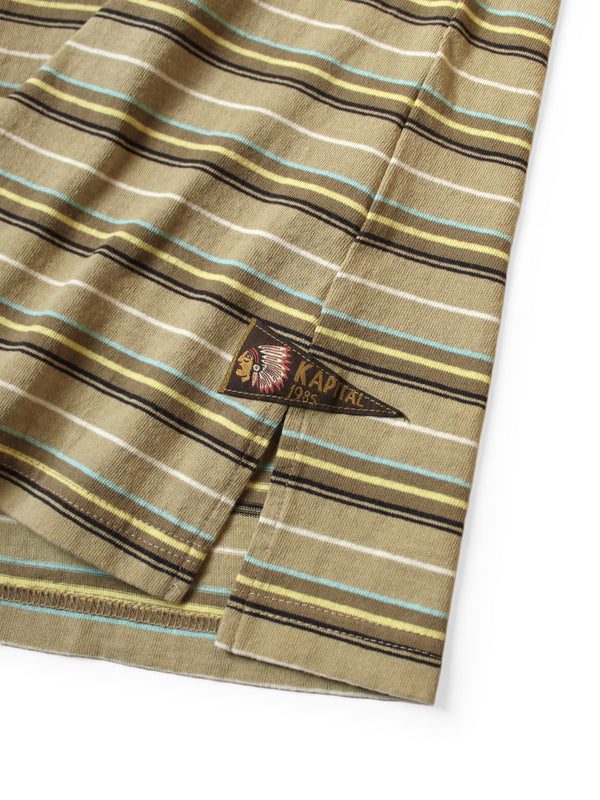 Kapital Multi-Border Jersey Pennant T-Shirt (3flags)