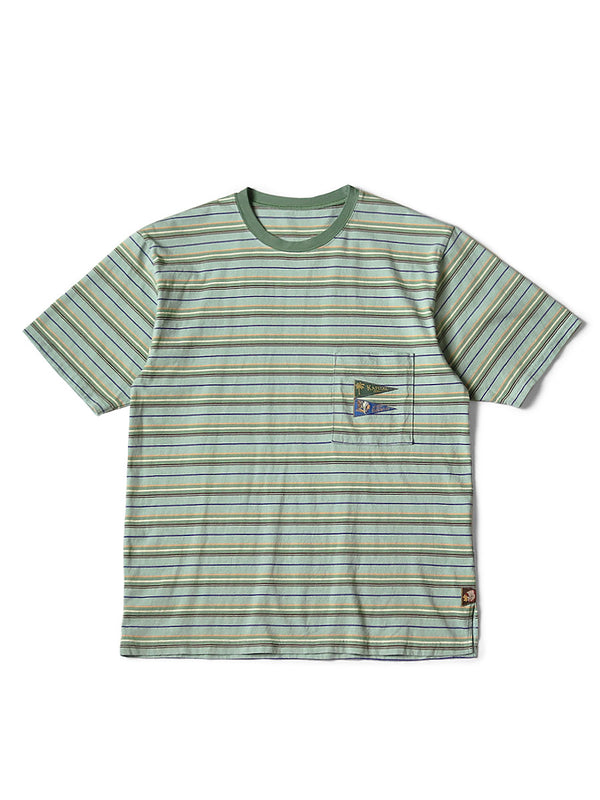 Kapital Multi-border Jersey Pennant T-shirt (3flags) Tee