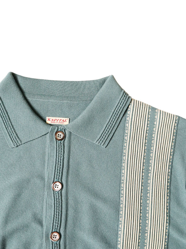 Kapital 14G Cotton Knit Oyster Aloha Polo Shirt