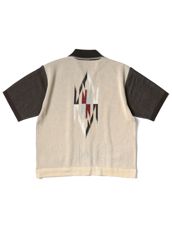 Kapital 12G Cotton Knit Chimayo Pattern Aloha Polo Shirt