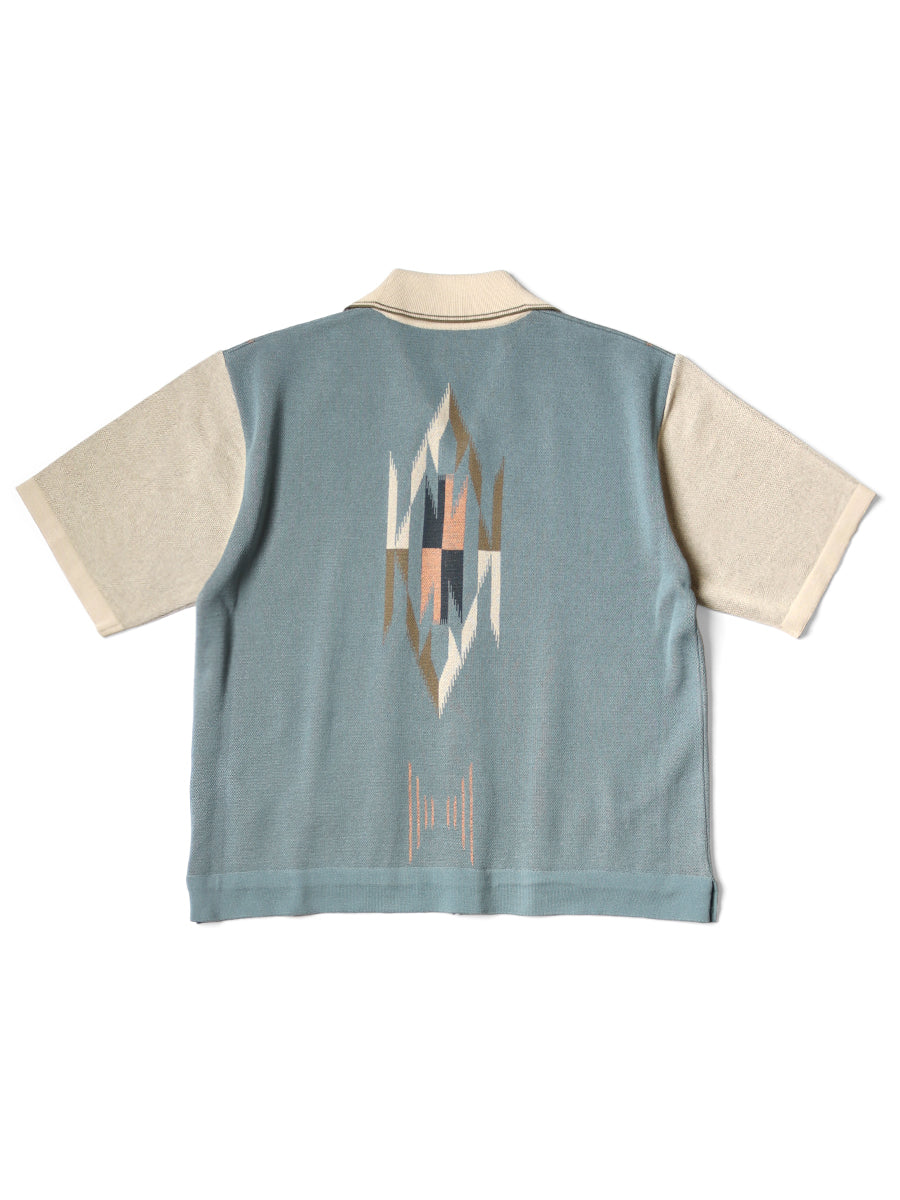 Kapital 12G Cotton Knit Chimayo Pattern Aloha Polo Shirt Kapital 12G Cotton Knit Chimayo Pattern Aloha Polo Shirt