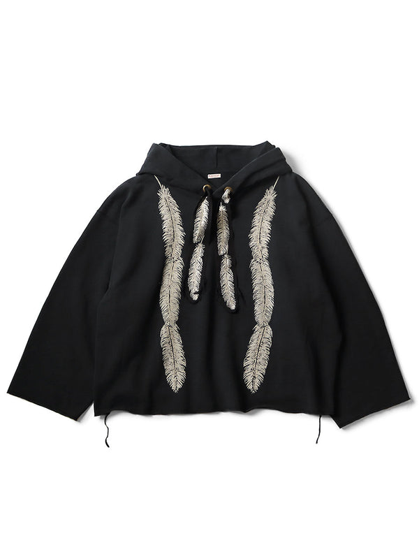 Kapital fleece feather cord catfish hood sweatshirt (feather pt)