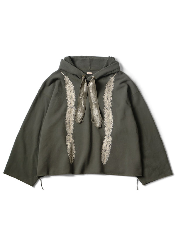 Kapital fleece feather cord catfish hood sweatshirt (feather pt)