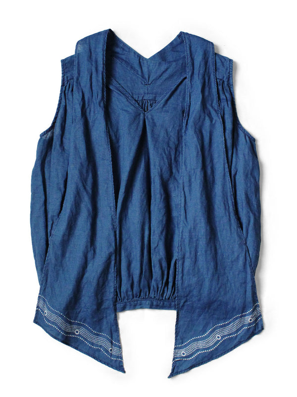 Kapital French Cross Linen 2-Way Choker Cami (Souffle Crest Print) Tee