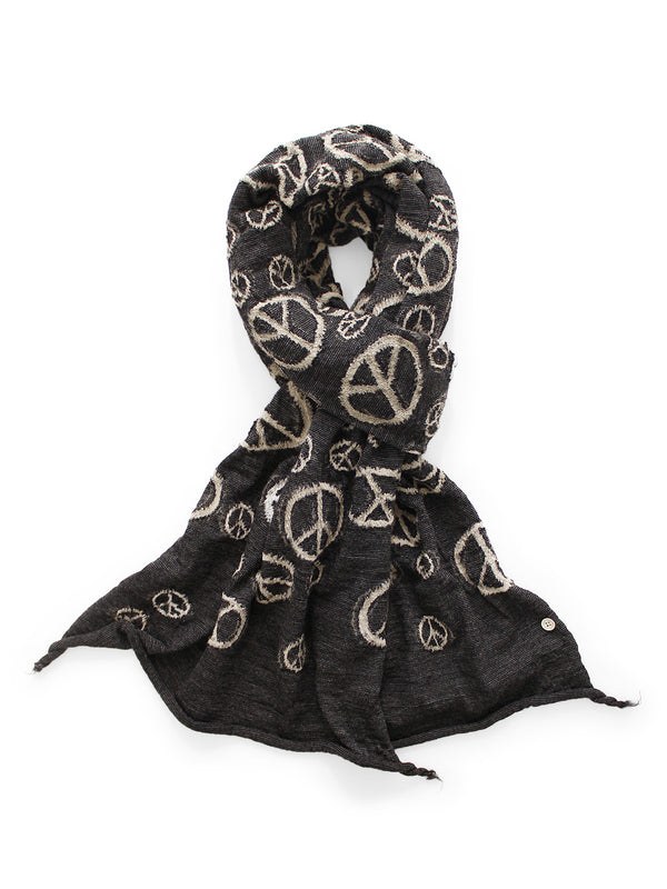 Kapital Felted Wool Peace Sign HAPPY Scarf