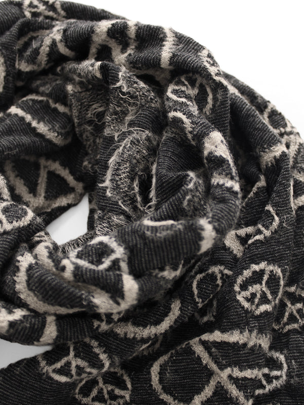 Kapital Felted Wool Peace Sign HAPPY Scarf