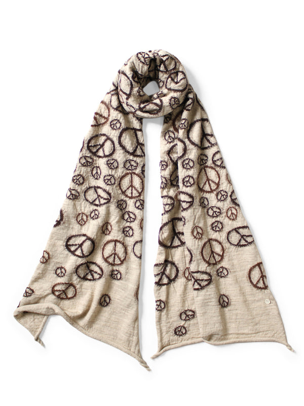 Kapital Felted Wool Peace Mark Happy Scarf Muffler