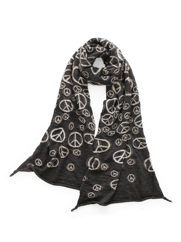 Kapital Felted Wool Peace Sign HAPPY Scarf
