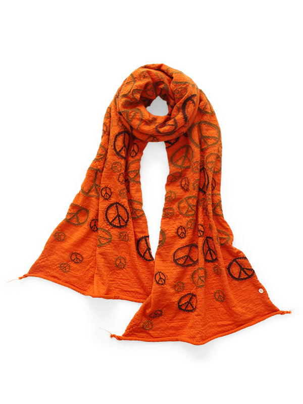 Kapital Felted Wool Peace Sign HAPPY Scarf