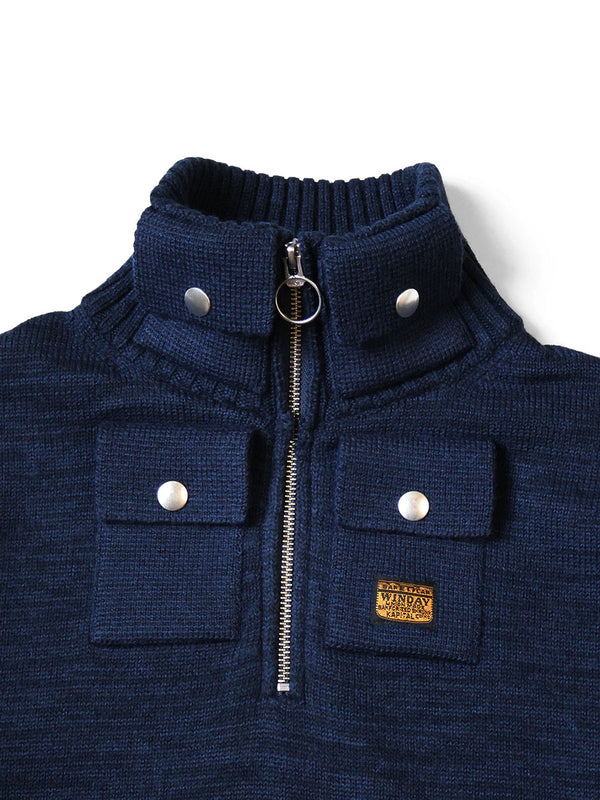 Kapital 8G Cotton Wool Nickel 4-Piece Half Zip Sweater