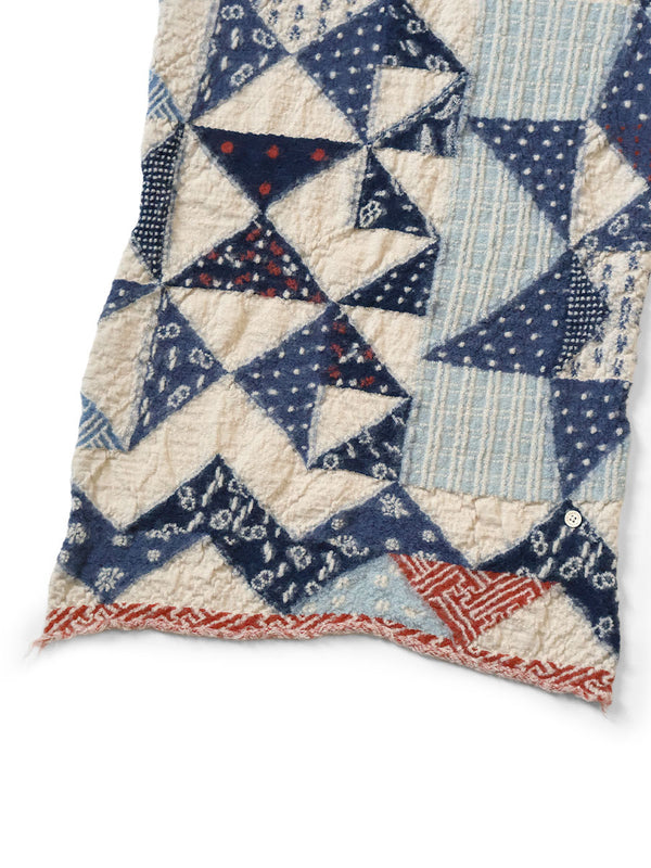 Kapital Felted Wool Indigo-Patterned Happy Scarf