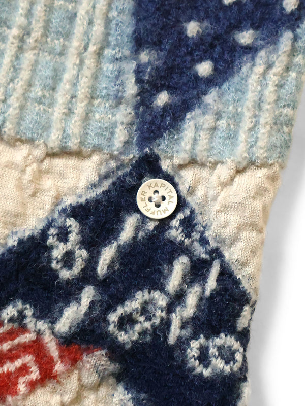 Kapital Felted Wool Indigo-Patterned Happy Scarf