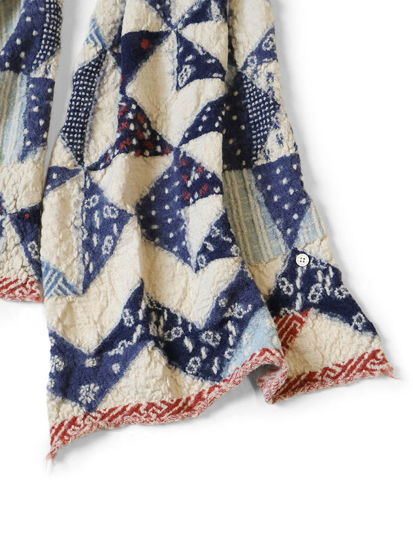 Kapital Felted Wool Indigo-Patterned Happy Scarf