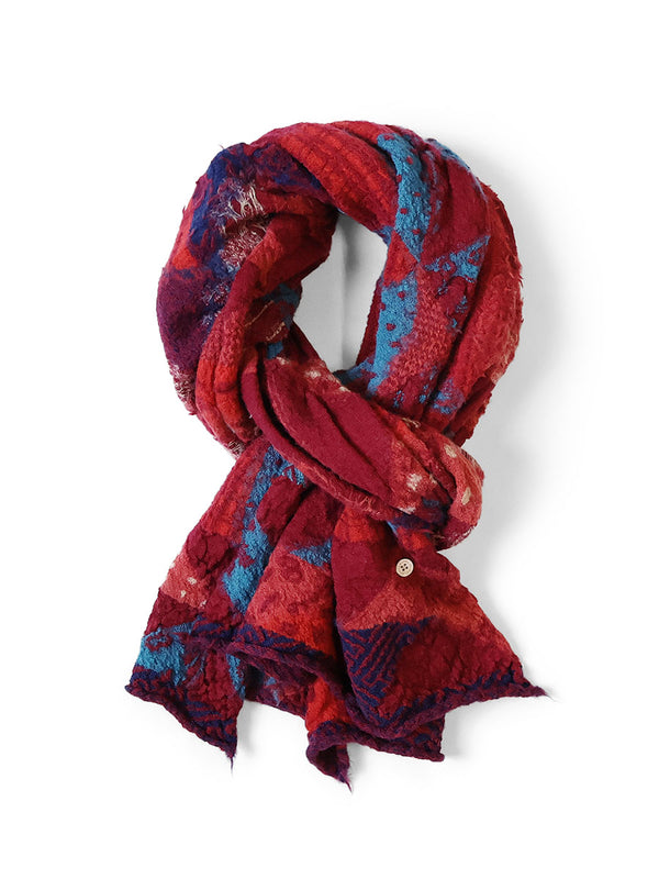 Kapital Felted Wool Indigo-Patterned Happy Scarf