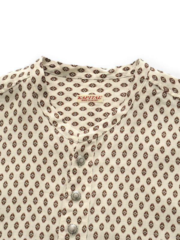 Kapital Linen Chima Pattern Stand Penny Shirt