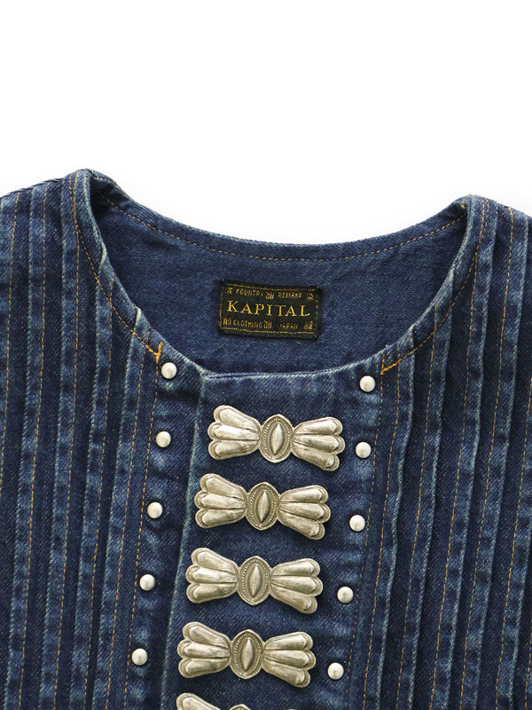 Kapital 11.5oz Denim Cropped Butterfly Concho Vest