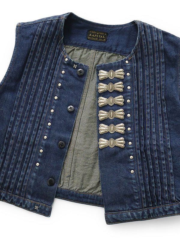 Kapital 11.5oz Denim Cropped Butterfly Concho Vest