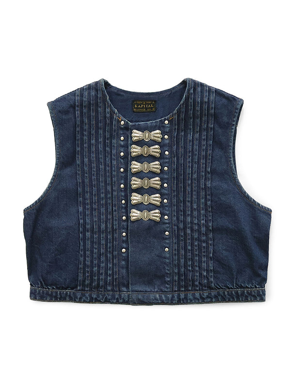 Kapital 11.5oz Denim Cropped Butterfly Concho Vest
