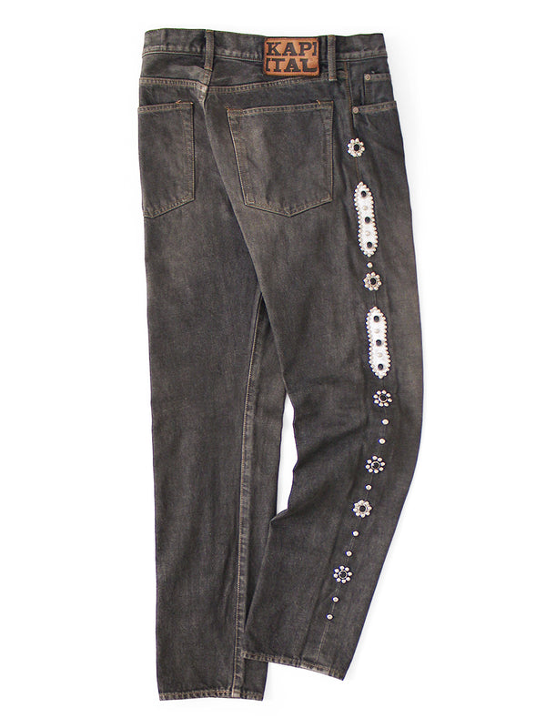 Kapital 14oz Black Denim 5-Pocket Monkey CISCO (Stud Remake) 2026 Pants