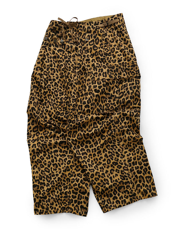 Kapital Cotton Herringbone Leopard Print Jumbo Cargo Pants