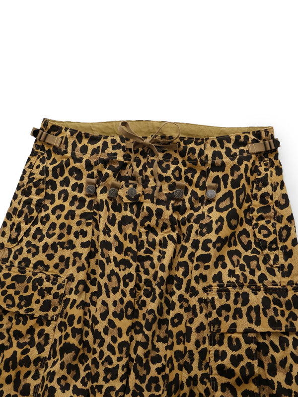 Kapital Cotton Herringbone Leopard Print Jumbo Cargo Pants