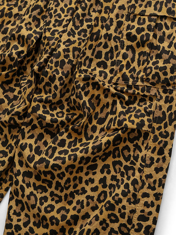 Kapital Cotton Herringbone Leopard Print Jumbo Cargo Pants
