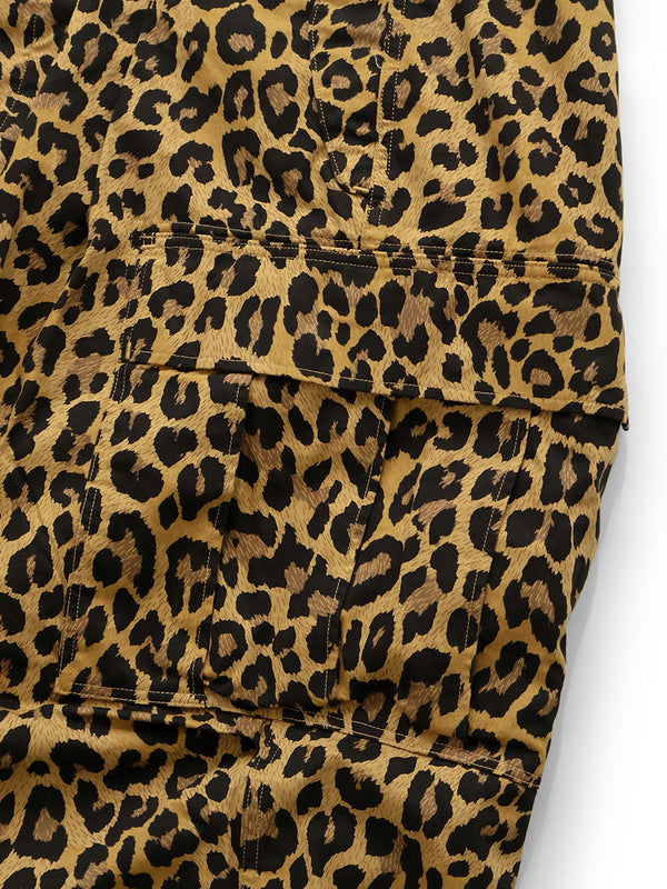 Kapital Cotton Herringbone Leopard Print Jumbo Cargo Pants