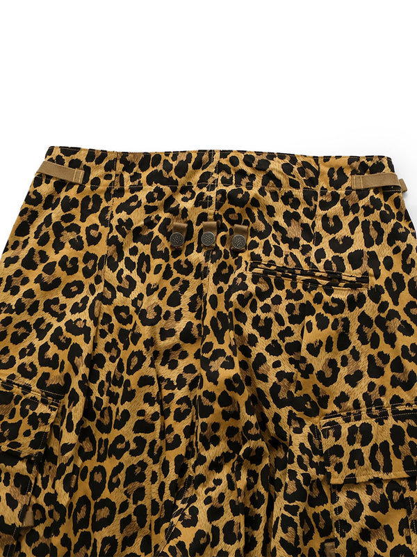 Kapital Cotton Herringbone Leopard Print Jumbo Cargo Pants