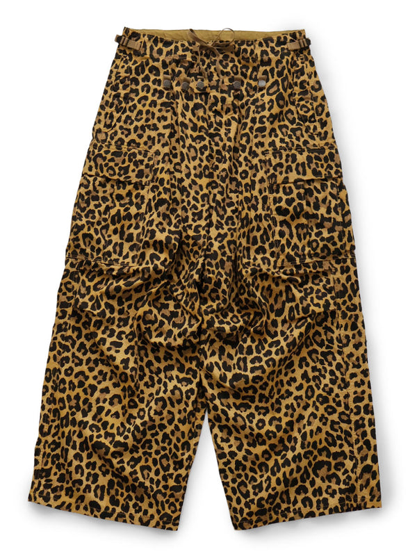 Kapital Cotton Herringbone Leopard Print Jumbo Cargo Pants