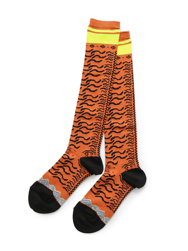 Kapital 156-ply Nepal Tiger Print Skater Knee-High Boots Socks