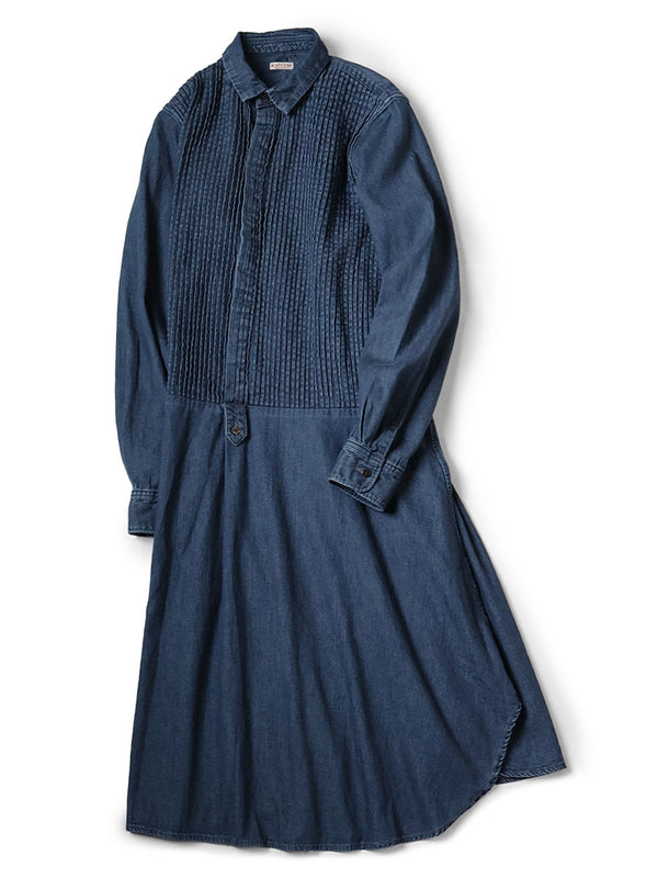 Kapital Pintuck Denim Shirt Dress