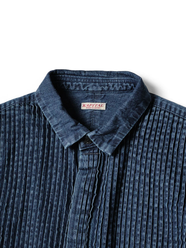 Kapital Pintuck Denim Shirt Dress