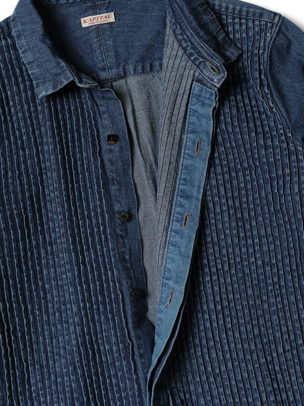 Kapital Pintuck Denim Shirt Dress